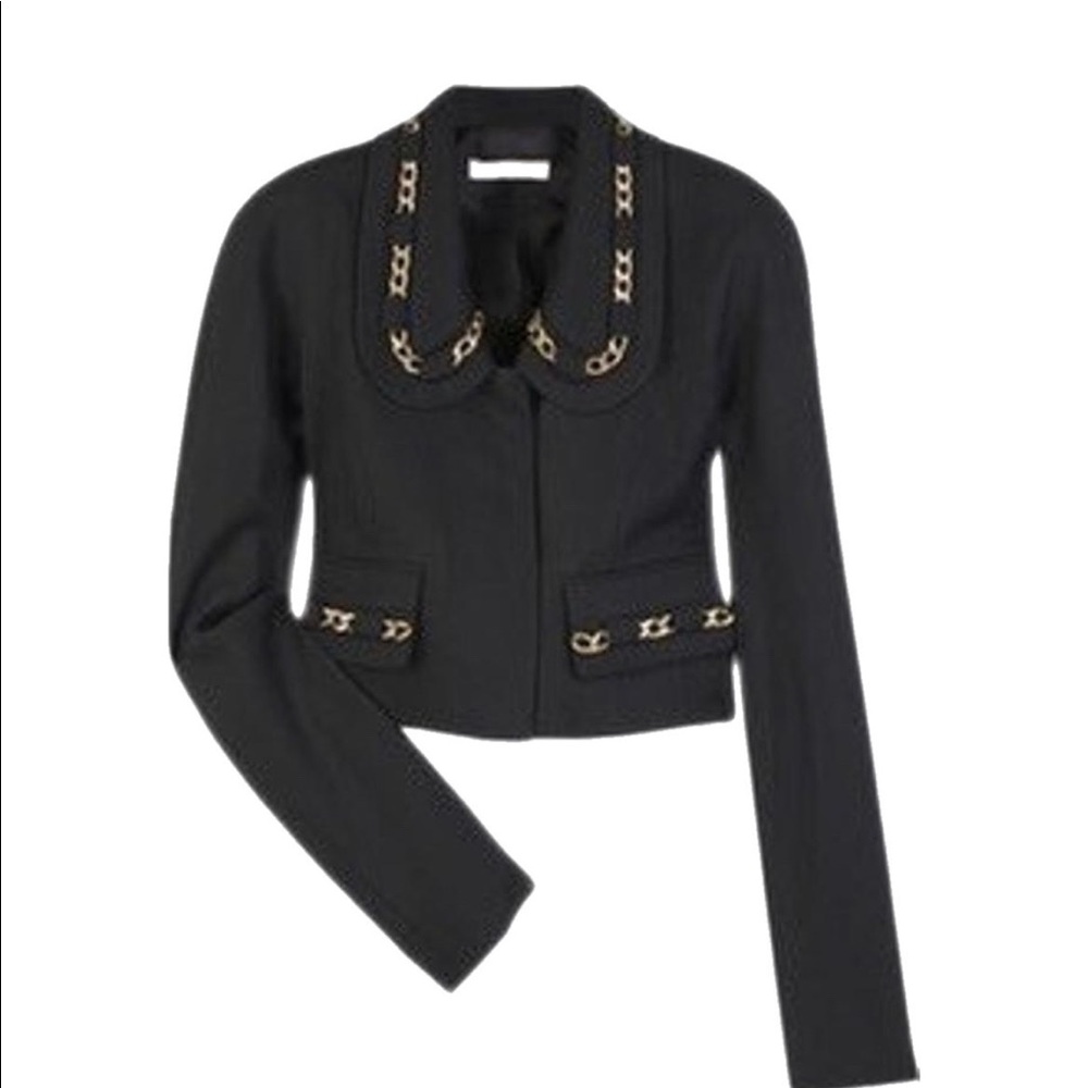 NWOT Chloé Black/Brass Chain Cropped Blazer - FR Size 36 - US Size 4